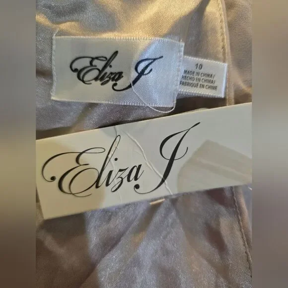 Eliza J Embellished Tiered Chiffon Halter Gown Dress NWT Sz 10 Champagne